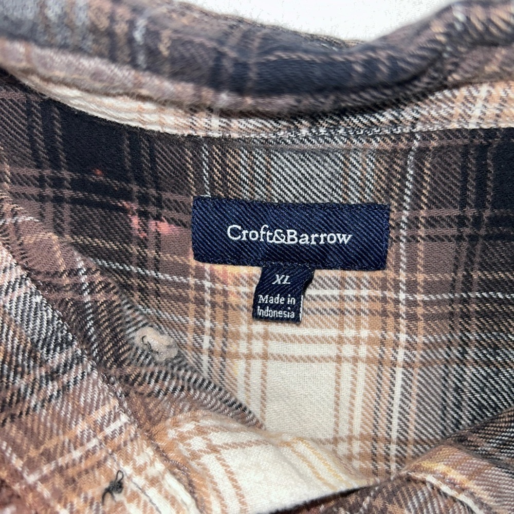 Jurassic Park Custom Bleached Flannel Shirt Croft & Barrow XL Movie Logo - Picture 11 of 12